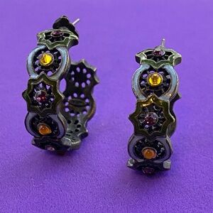 💛 Vintage Avon Multicolour Gem Hoop Earrings | Bold Colourful Statement